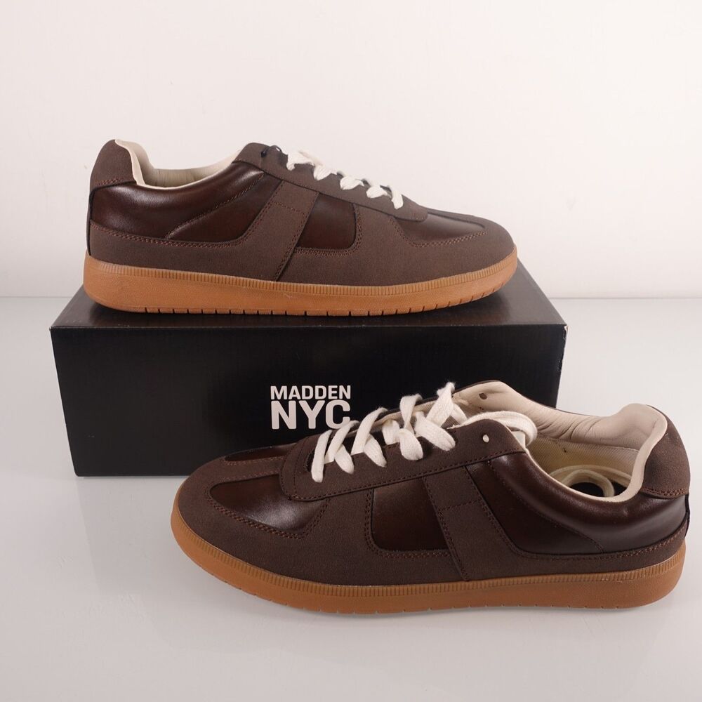 Madden NYC Mens Morddy Fashion Casual Sneakers Dark Brown with Gum Sole Size 9